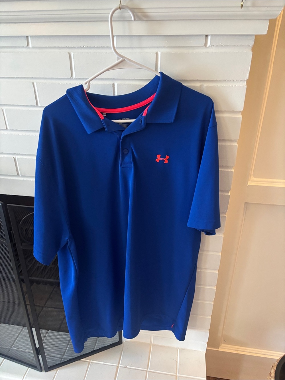 Under Armour Men's Royal Blue Polo with Pink Accent